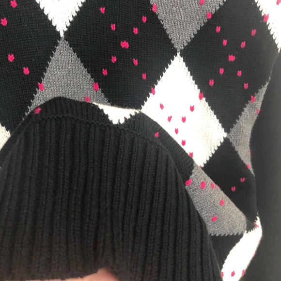 DKNY JEANS Womens XS V-Neck Argyle Preppy Sweater Long Sleeve Pullover NWOT - Picture 7 of 16